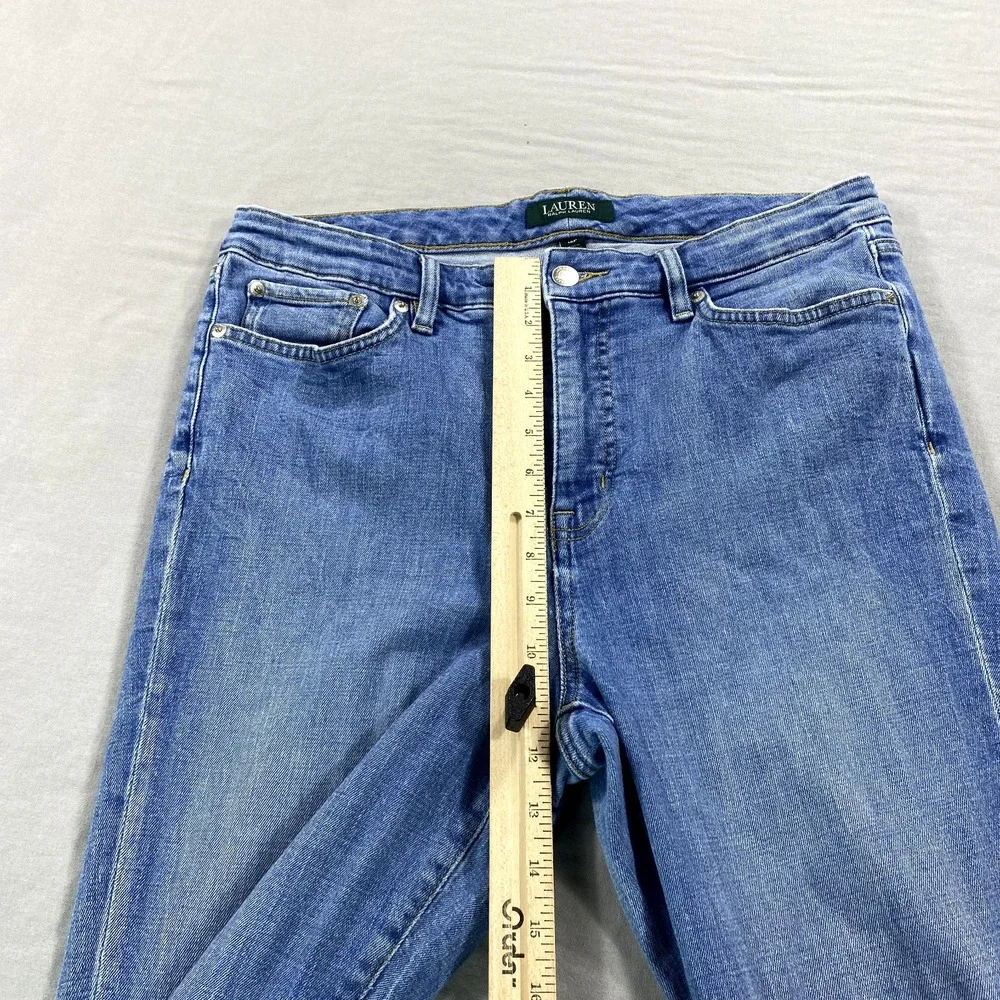 Lauren Ralph Lauren LRL Jeans Womens 12P Blue Denim Crop Straight High‎ Rise